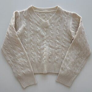 V-Neck Cable Knit Sweater